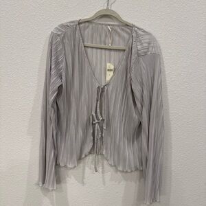 Anthropologie Light Gray Pleated Blouse